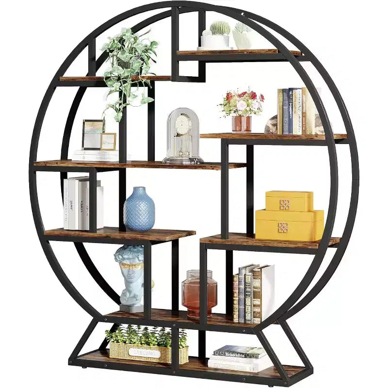 Tribesigns Bücherregal, 157,9 cm, rundes Etagere-Bücherregal