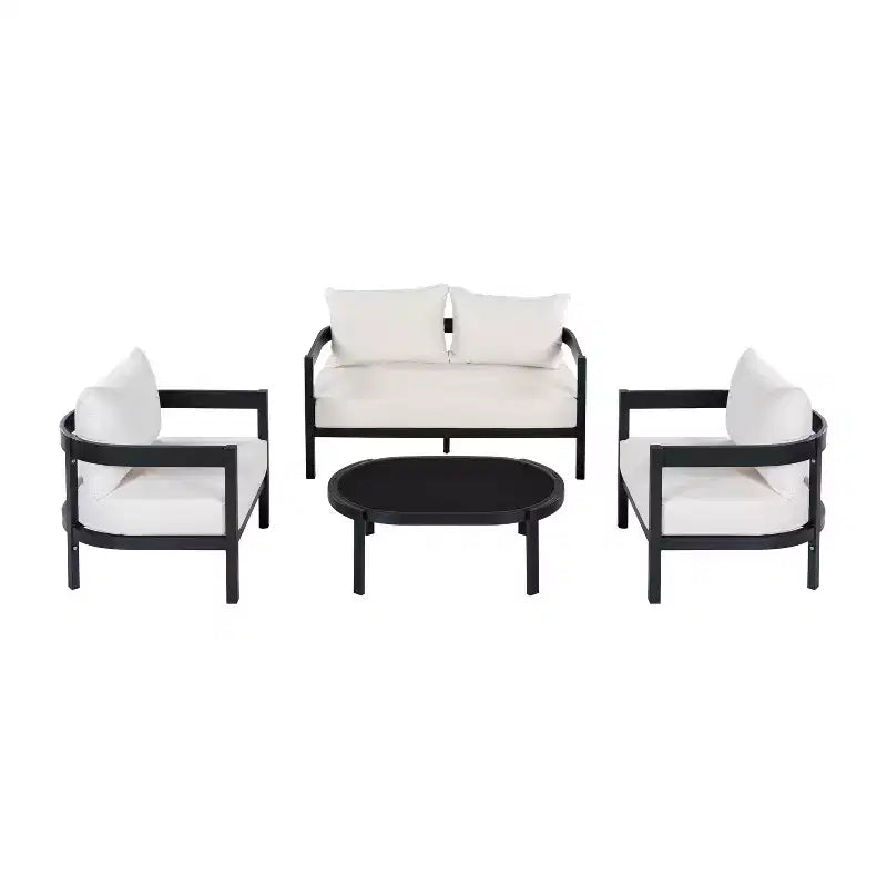 ModernLuxe 4/5-tlg. Outdoor-Sofaset, Terrassen-Sitzgruppe mit Couchtisch, wetterfesten Kissen & rostbeständigem Rahmen