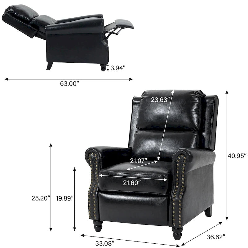 2er-Set moderner Polster-Relaxsessel mit Kunstleder/Stoffbezug