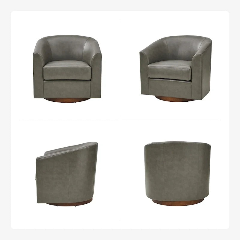 Haley Moderne drehbare Fässerstuhl-Set aus Kunstleder mit Massivholzfuß, 2er-Set von HULALA HOME