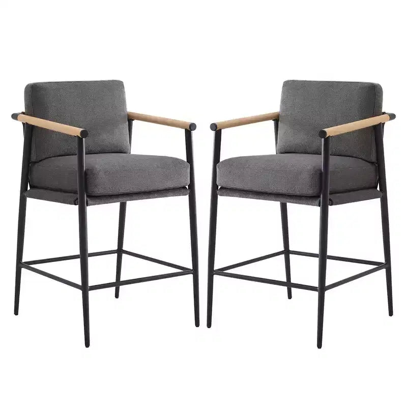 Spruce&Spring Moderne Tresenhocker mit Armlehnen & Metallgestell, 2er-Set