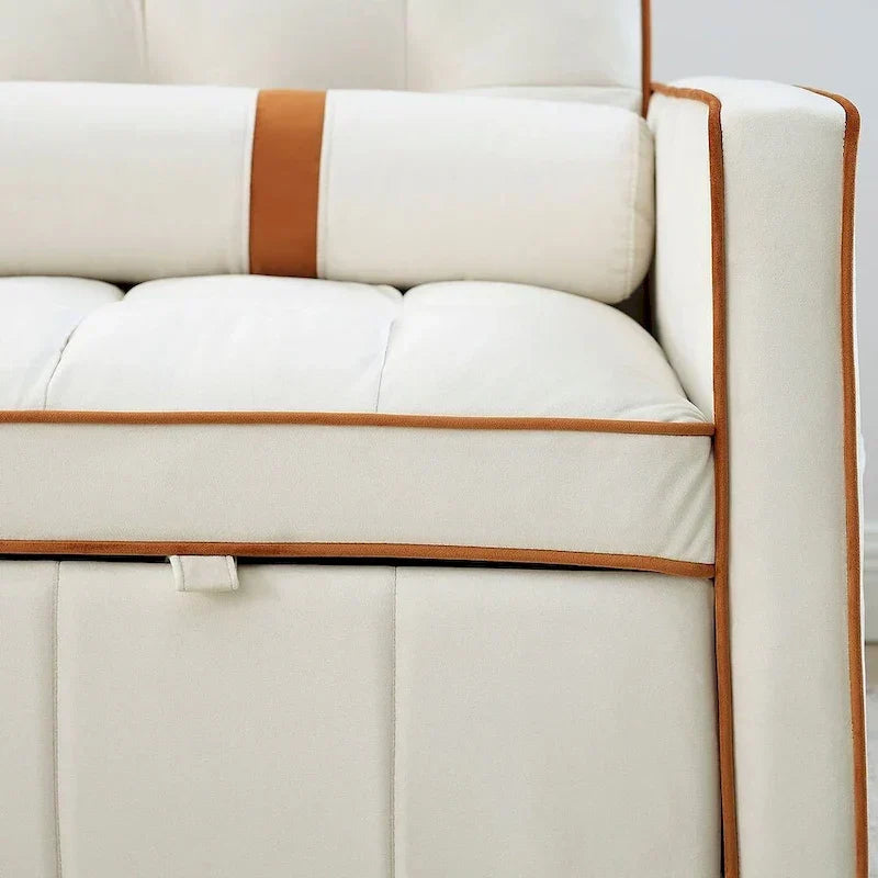 Multifunktionales Samt-Schlafsofa mit Ausziehfunktion, verstellbarer Rückenlehne und Kissen – k. A.