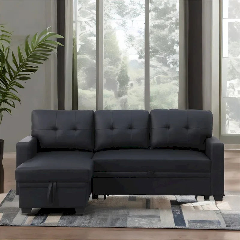 Polster-Ecksofa mit Ausziehfunktion und Recamiere