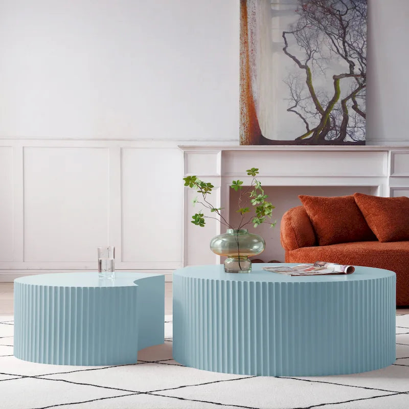 Modernes, glamouröses rundes Satztisch-Set für das Wohnzimmer (2-tlg.), nicht montiert
