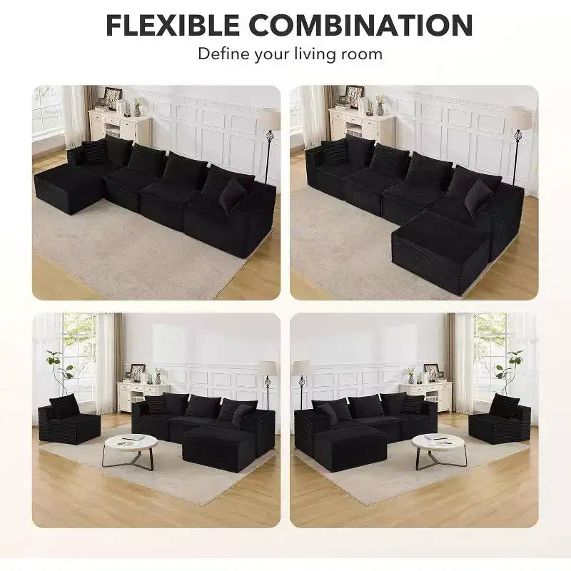 107/ 137 modulares Cloud-Sofa-Element, tiefes, rahmenloses Sofa, wandelbares, bequemes Bodensofa mit Hockern und Memory-Schaumstoff