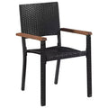 vidaXL Terrassenstühle 2 Stück Poly Rattan Schwarz