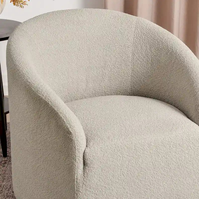 KINWELL 32 W Bouclé-gepolsterter drehbarer Fasssessel (2er-Set)
