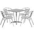 Emma und Oliver 27,5-Zoll-Aluminium-Tischset mit 4 Stühlen mit Lattenlehne