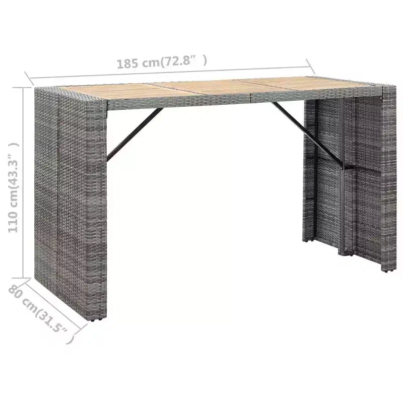 vidaXL Terrassenbar-Set 7-teilig Outdoor-Bartisch und Barstühle aus schwarzem Poly Rattan