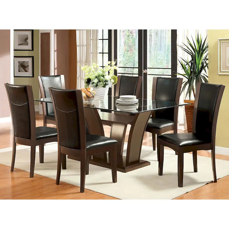 Bind Modernes Esszimmer-Set aus massivem Holz, 7-teilig, mit offenem Regal von Furniture of America