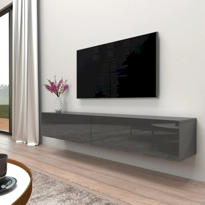 Berno 71 Zoll. Moderner, glänzender, schwebender TV-Wandhalterungsschrank