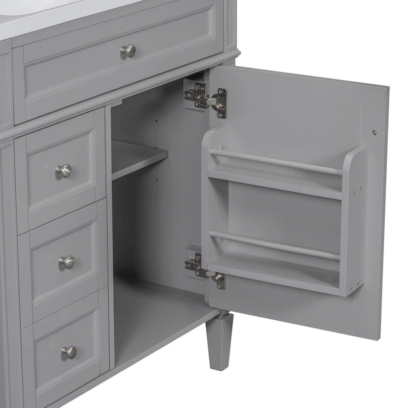 Badezimmerschrank mit integriertem Waschbecken und Kippschublade