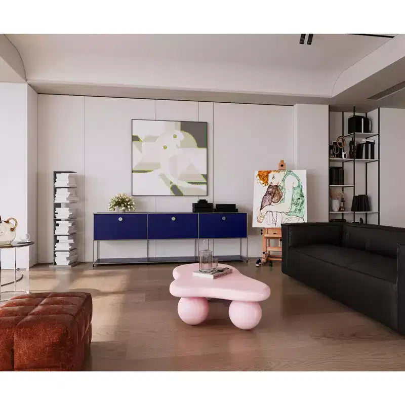 Rosa wolkenförmiger Couchtisch mit Kugelbeinen, für 1 Person