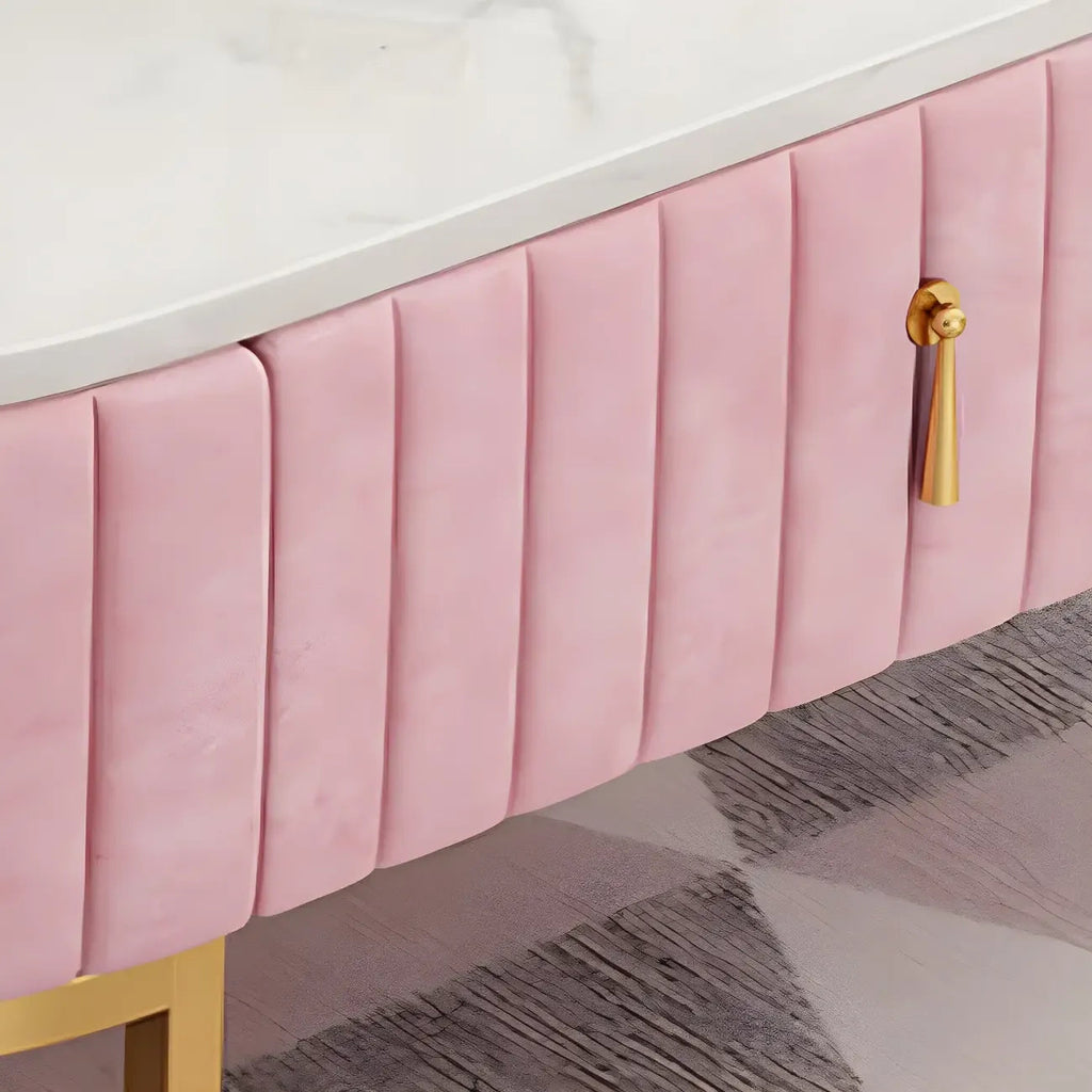 79 Glam Grauer Marmor-TV-Schrank mit Stauraum und Beinen