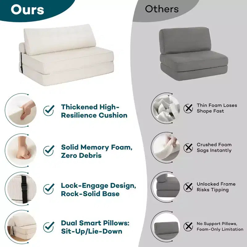 WARMOUNTS Klappbares Schlafsofa mit verstellbarer Rückenlehne, wandelbares Queen-Size-Schlafsofa für Wohnzimmer & Büro