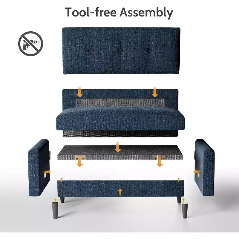 Dyonery 2-Sitzer-Sofa, Zweisitzer-Couch für Büro und kleine Räume, 61 cm tiefe Sitzfläche, FSC-zertifizierter Massivholzrahmen, werkzeugloser Aufbau