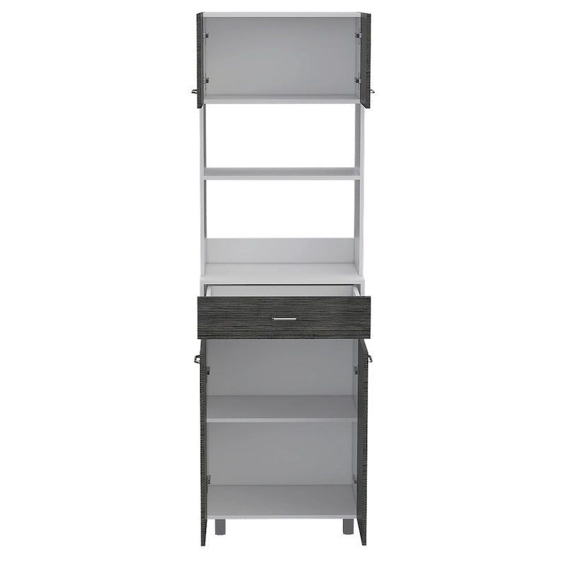 Caribe Mikrowellenschrank, vier Beine, eine Schublade, Doppeltür, ein Einlegeboden – Weiß