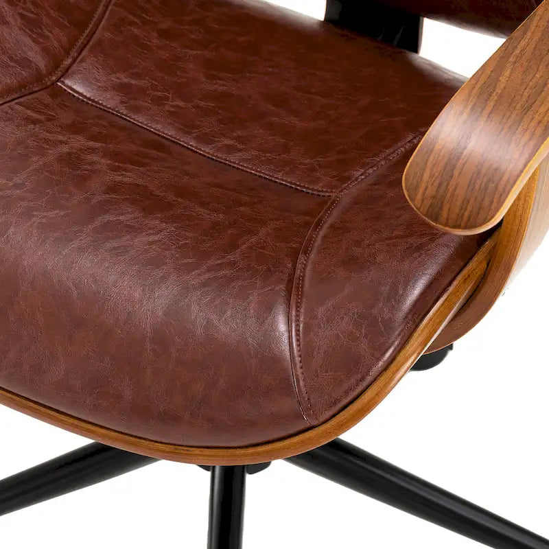 Glitzhome höhenverstellbarer, drehbarer Bürostuhl aus Kunstleder mit Armlehnen und ergonomischem Design