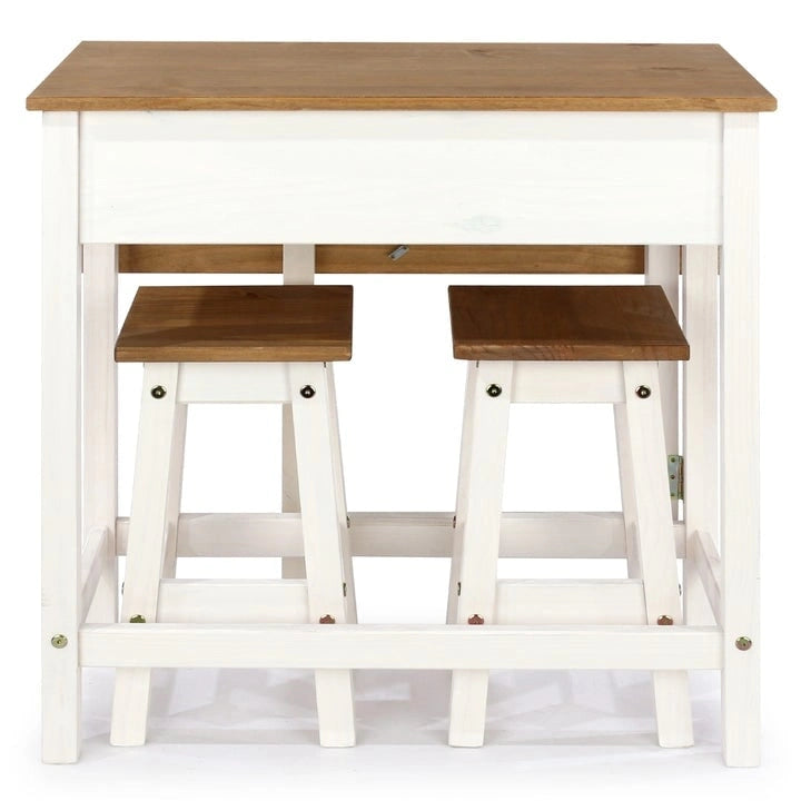 3-teiliges Esszimmer-Set mit Klapptisch aus Kiefernholz