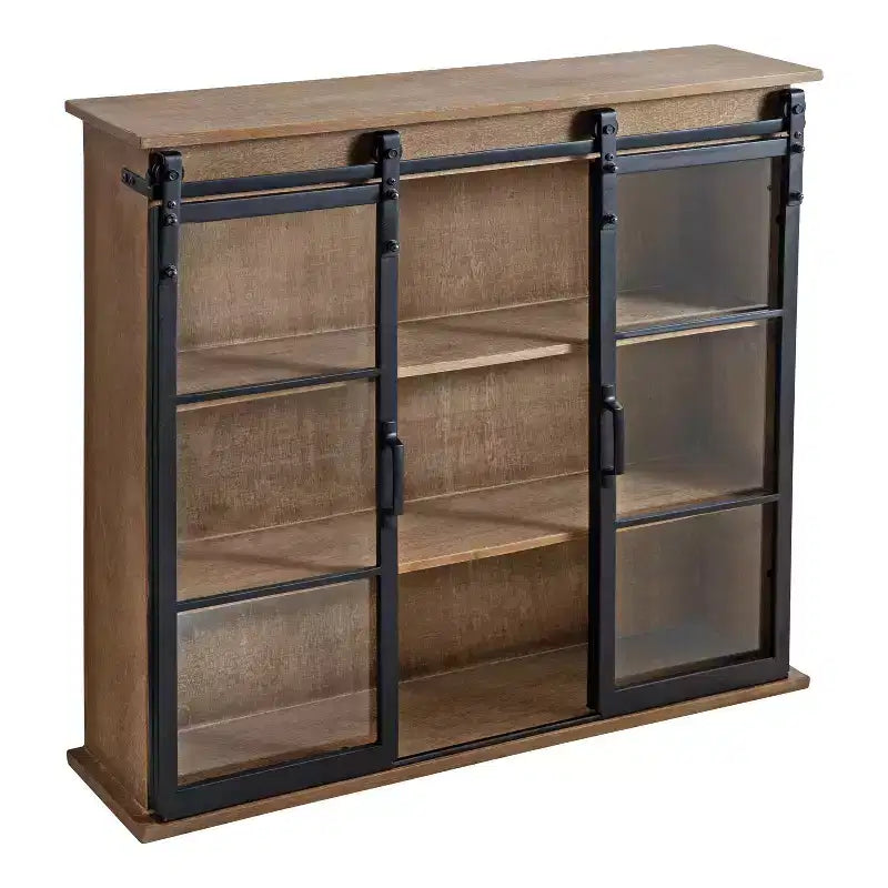 30 x 28 Barnhardt Dekorativer Wandhängeschrank aus Holz mit 2 Glasschiebetüren, Rustikales Braun - Kate & Laurel All Things Decor: Metallrahmen