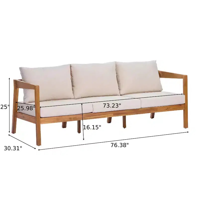 ModernLuxe 4/5-teiliges Akazienholz-Terrassenmöbel-Sofa-Set, Outdoor-Sitzgruppe mit Couchtisch für Veranda/Garten/Balkon