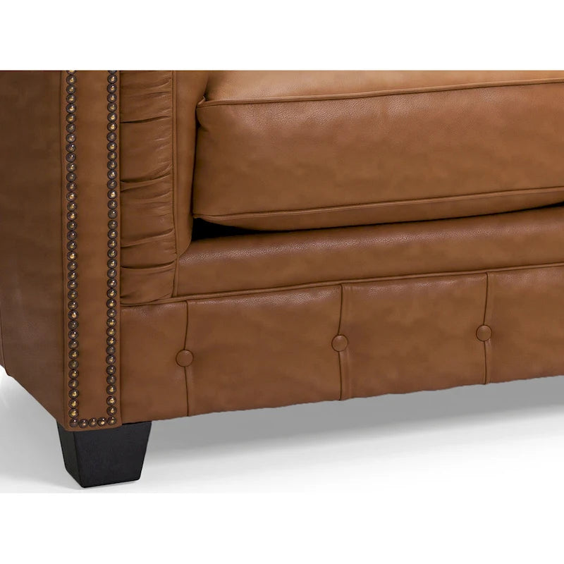 Hancock Chesterfield-Sofa mit Tufting aus genarbtem italienischem Leder – 79 H x 218 B x 102 T (cm)