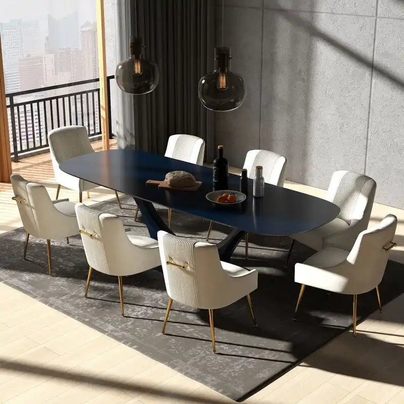 SEYNAR Moderner Glamour Samt-Esszimmerstuhl 8er-Set für das Esszimmer, getufteter Schminkstuhl für das Wohnzimmer (ohne Tisch)