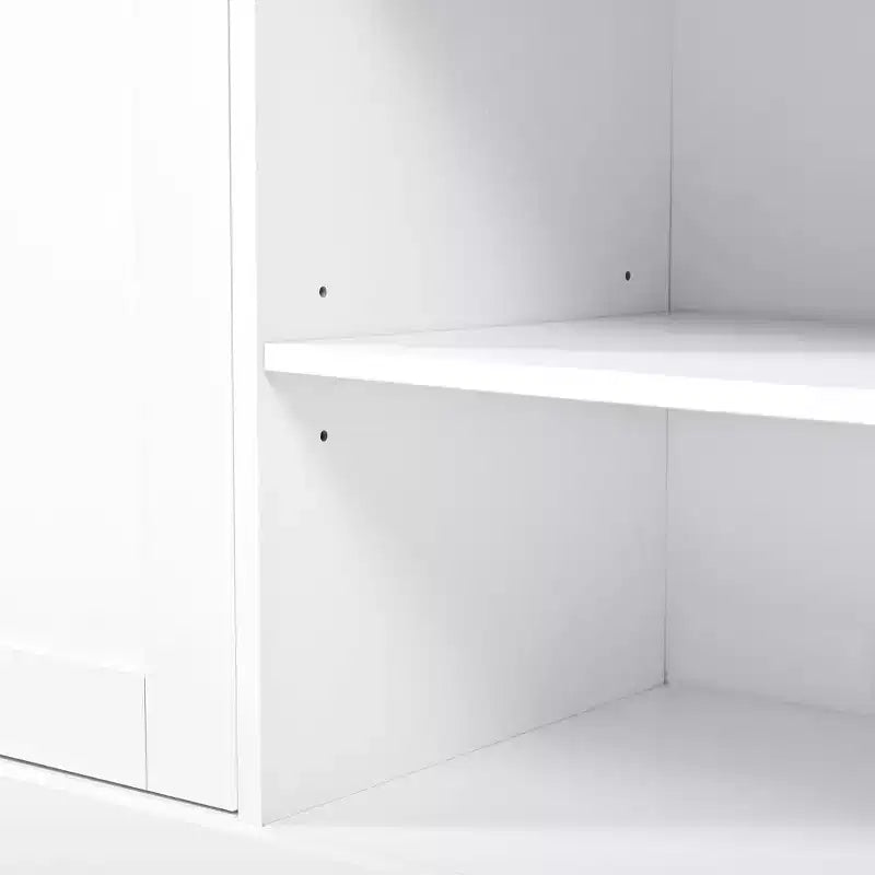 Whisen 91 Medienkonsole, gewölbte Entertainment-Center-Wandkombination im Landhausstil mit Bücherregal, Holzmaserung, für Fernseher bis zu 70 Zoll