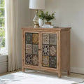 Captiva Designs Akzentschrank mit Used-Look-Karomuster und 2 Türen für Flur und Wohnzimmer
