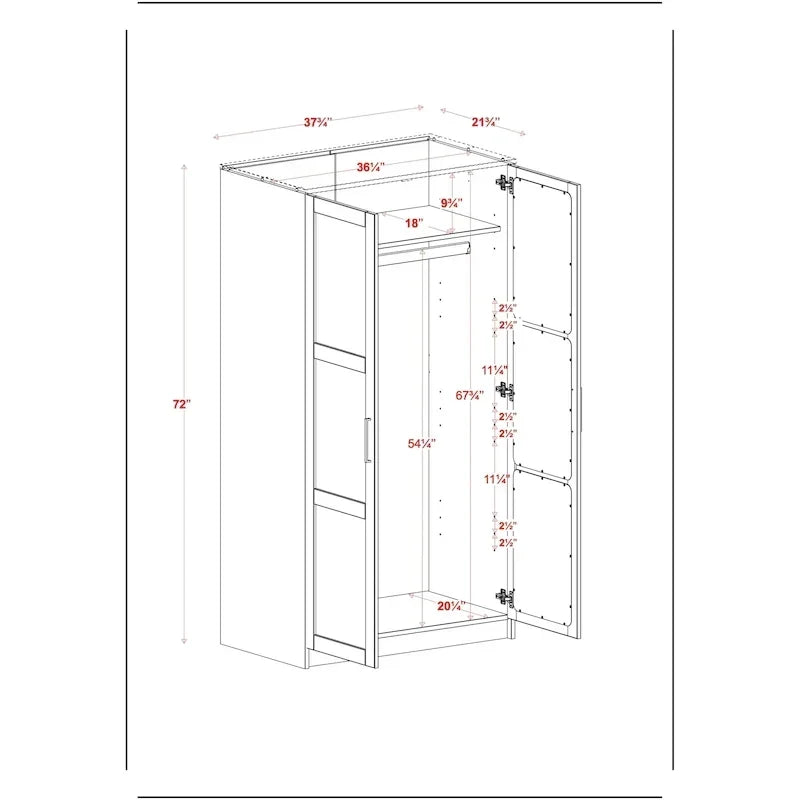 100 % Massivholz Urbaner Kleiderschrank mit 2 Türen, mit Massivholz- und Spiegeltüren