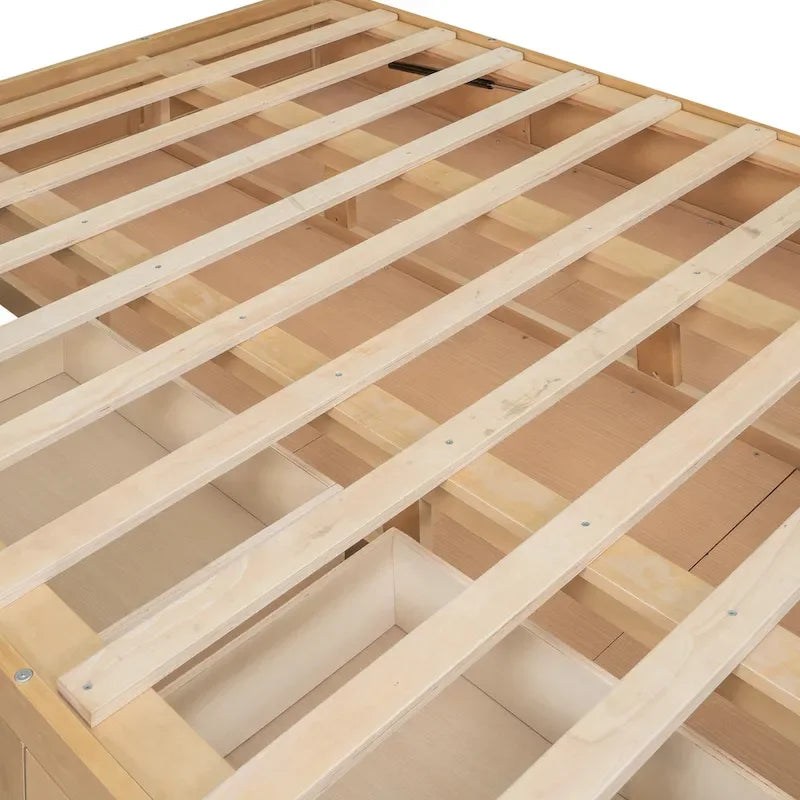 Holz-Plattformbett mit Stauraum und 2 Schubladen