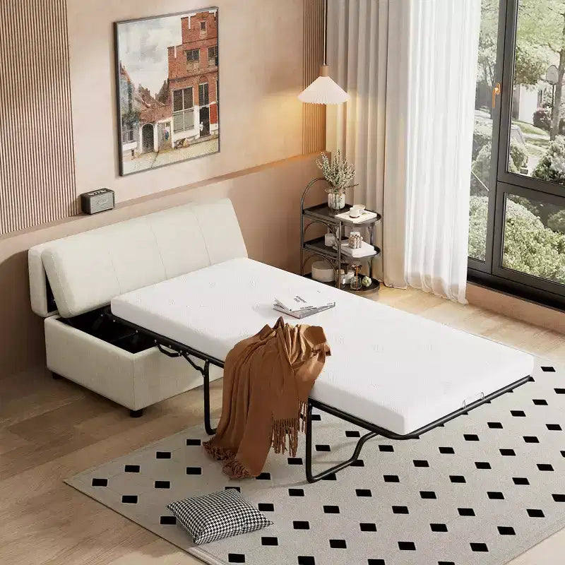 Wandelbares Twin-Size-Schlafsofa mit Bettkasten und Matratze – platzsparendes Gästebett für Wohnzimmer und Wohnung