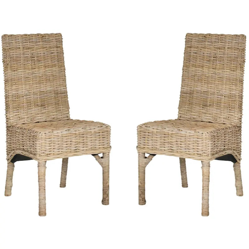 SAFAVIEH Karyl Unbehandelter natürlicher Weidengeflecht-Esszimmerstuhl (2er-Set) - 18,5 x 18,5 x 38,1 - 19B x 19T x 38H
