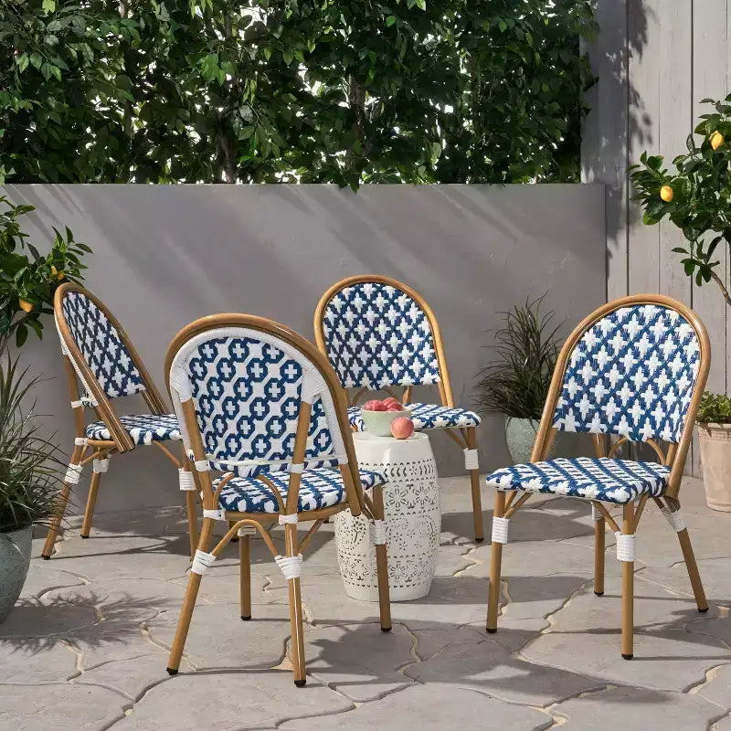 Christopher Knight Home Baron Bistro-Stühle mit geflochtenem Rattan und Aluminiumgestell (4er-Set)