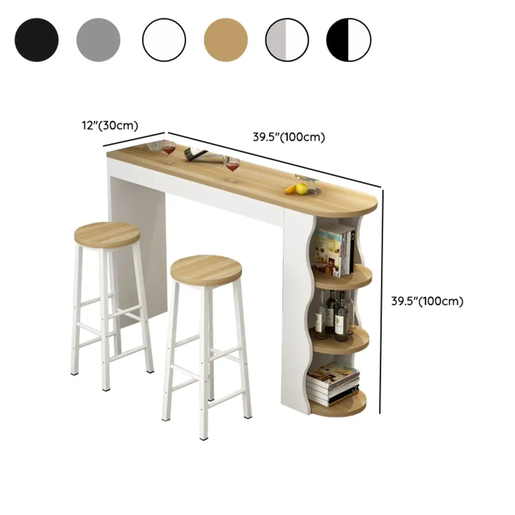 Moderne asymmetrische Bar-Tische aus schwarz-weißem Holz