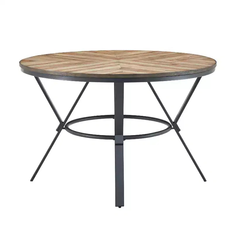5-teiliges Esstisch-Set mit 4 Essstühlen und rundem/eckigem Tisch, Schwarz+Natur/Walnuss-ModernLuxe