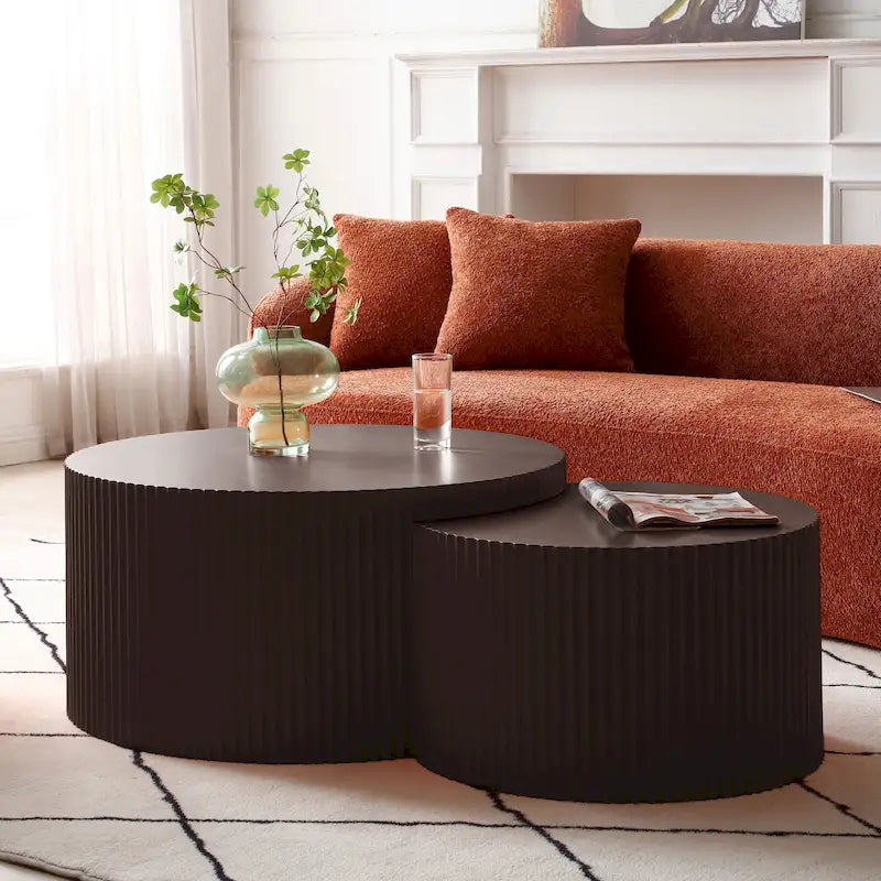 Modernes, glamouröses rundes Satztisch-Set für das Wohnzimmer (2-tlg.), nicht montiert