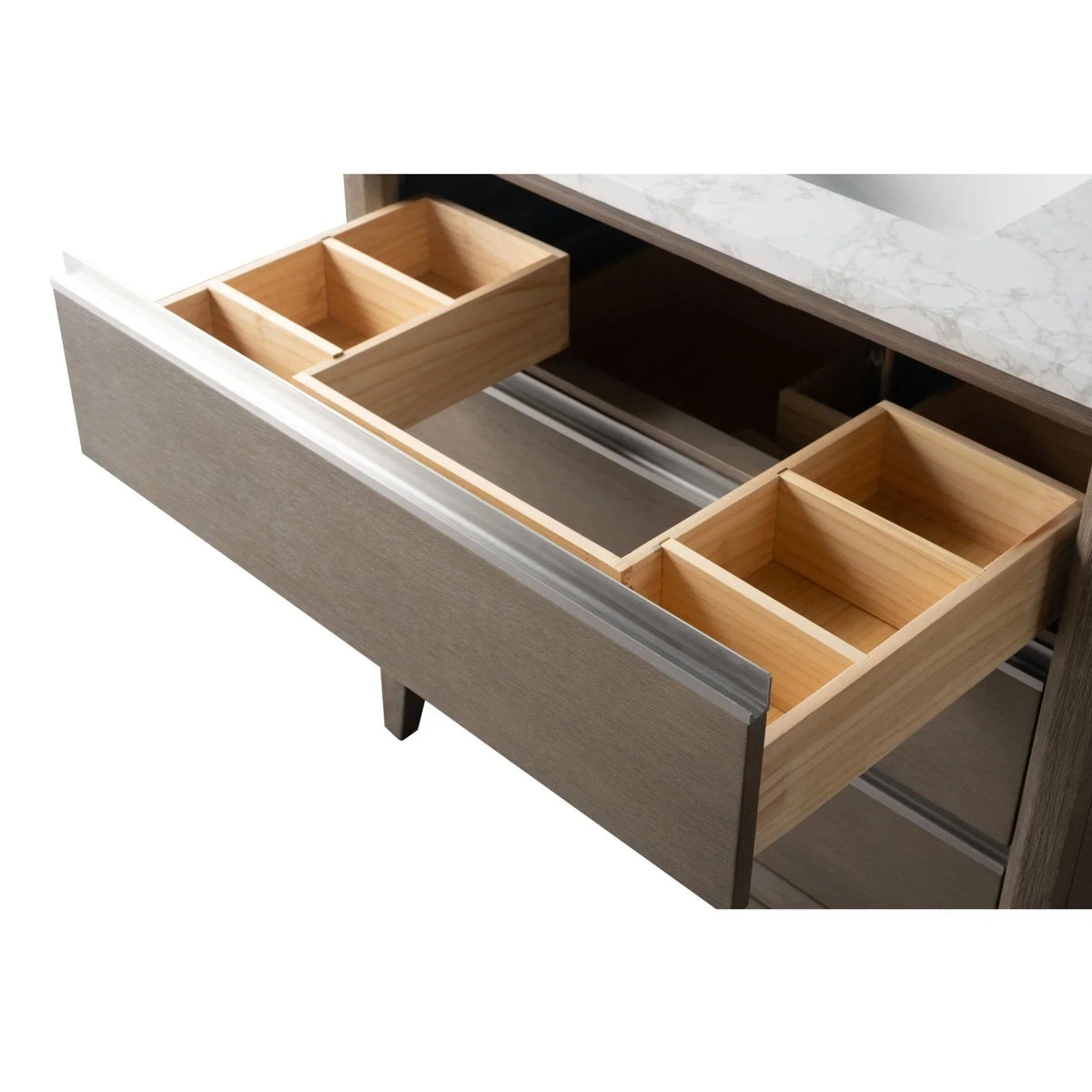 Vanity Art Badezimmerschrank mit Keramikwaschbecken und Platte aus technischem Marmor