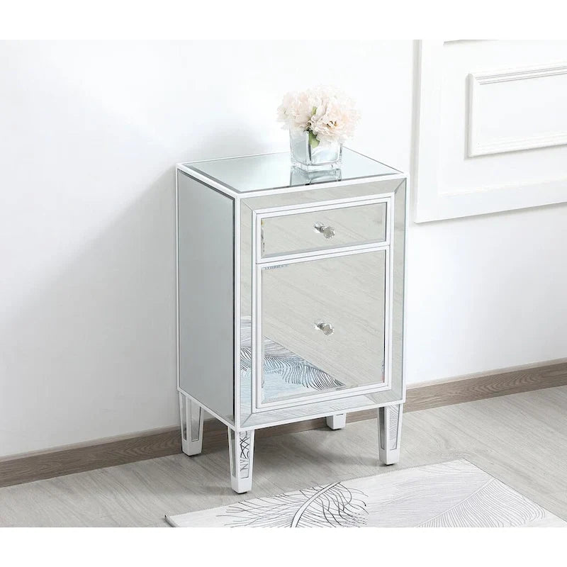 Reflexion Collection, 46 cm breiter, verspiegelter Nachttisch mit 1 Schublade in Rosa