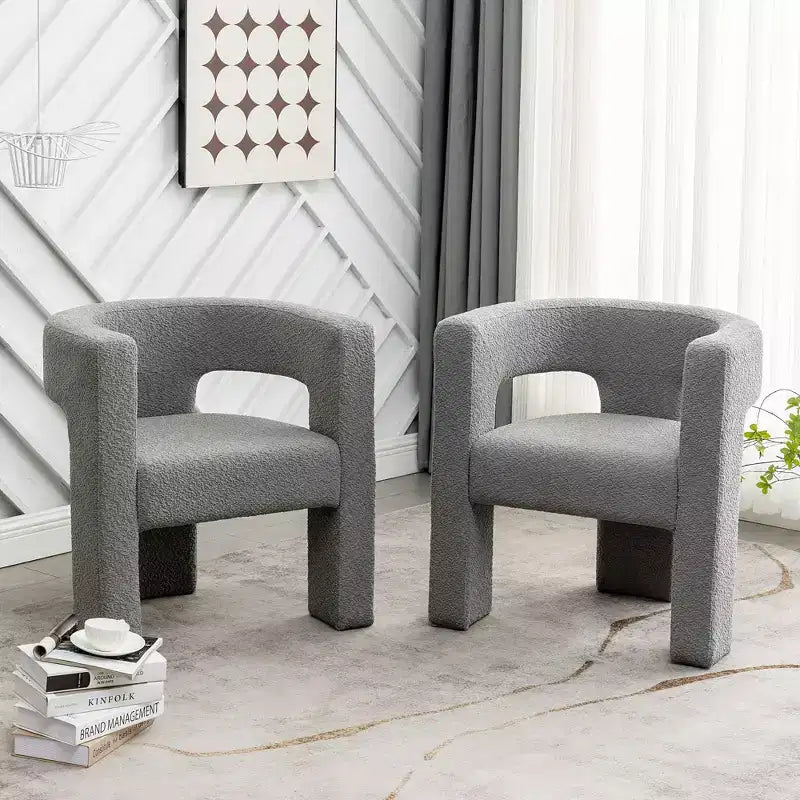 2er-Set 28 breite Polster-Sessel mit Bouclé-Bezug – Kinwell