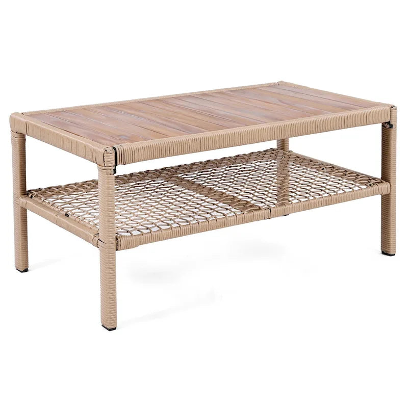 4-teiliges Outdoor-Rattangarniture-Set mit Drehstühlen und Couchtisch