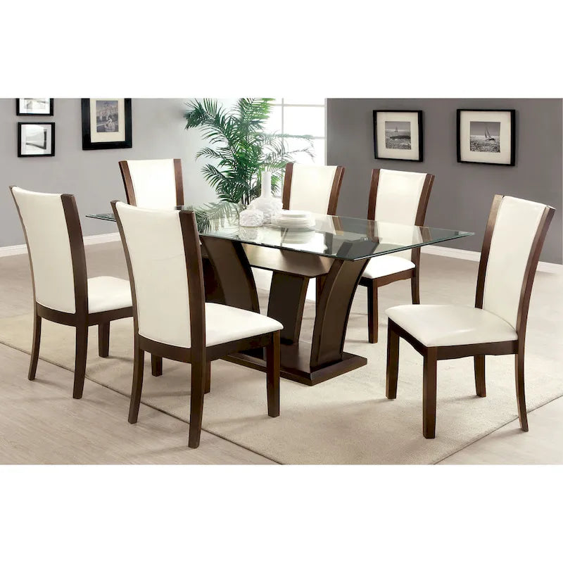 Bind Modernes Esszimmer-Set aus massivem Holz, 7-teilig, mit offenem Regal von Furniture of America