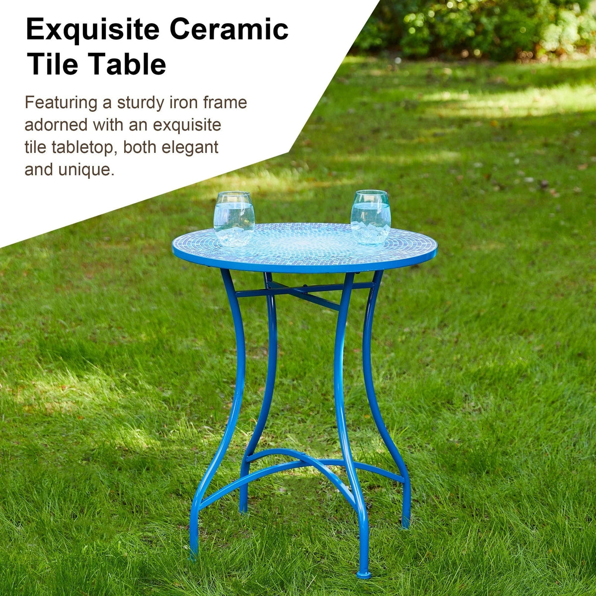 Glitzhome Klappbares Bistro-Set aus Metall für den Außenbereich, 3-teilig, Terrassentisch und Stühle
