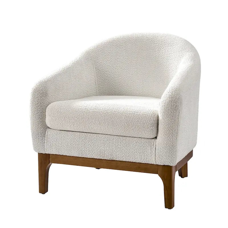 Augus Moderner Bouclé-Akzent-Tonsessel mit Beinen aus Massivholz von HULALA HOME