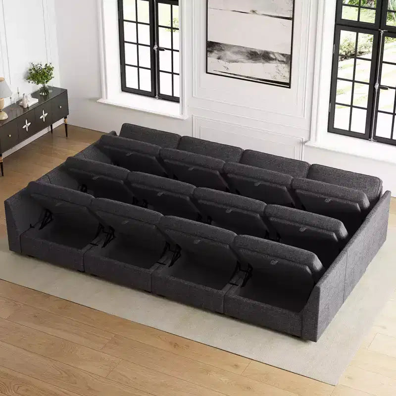 Belffin Chenille-Ottoman-Modul – Modulare Fußstütze mit Stauraum, hautfreundlichem Stoff und Schnellmontage-Design