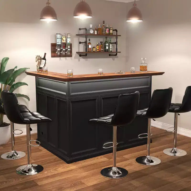 GDLF L-förmige Hausbar mit Kühlschrankfach, moderner übergroßer Bartresen für den Keller