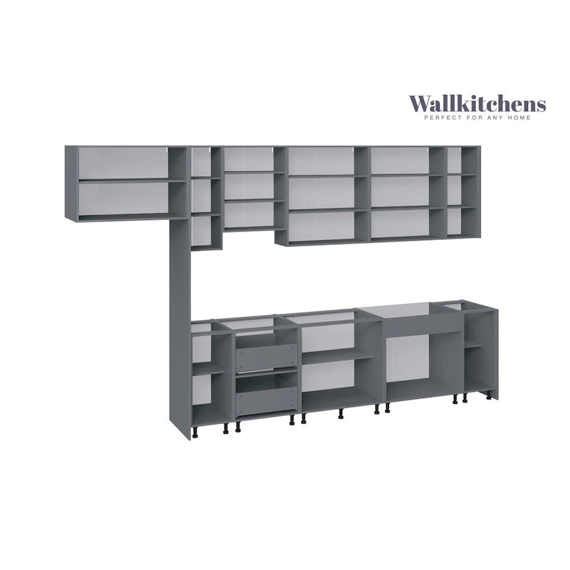 Küche Timeless Kollektion Grau & Weiß Hochglanz Farbbasis Größe 13Ft Breite - 157x24