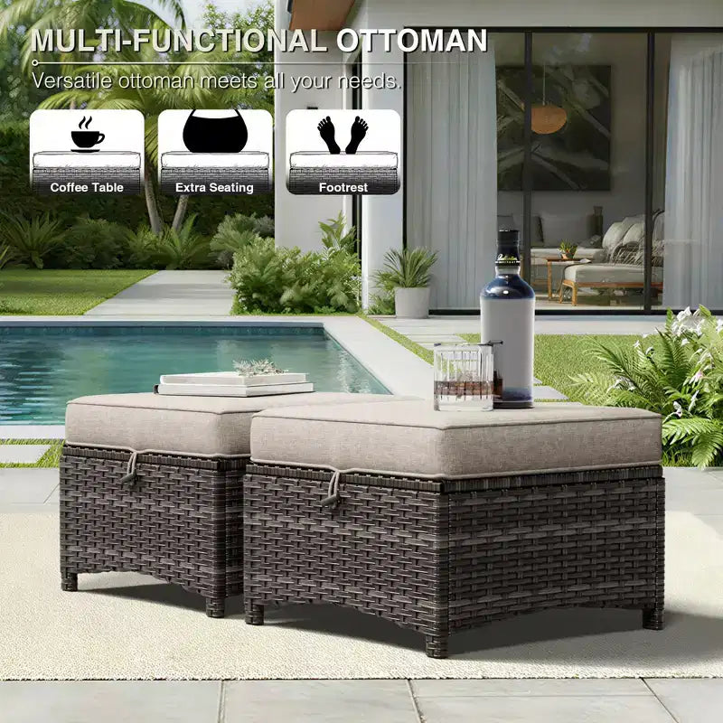 UPTIOT Premium Outdoor-Lounge-Set mit Sofa, Drehstühlen und Fußhocker für ultimativen Komfort und Stil