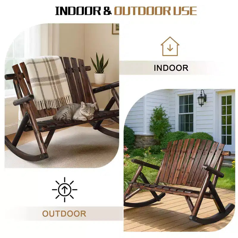 Karl Home | 47 Zoll hohe Outdoor-Schaukelbank aus Massivholz