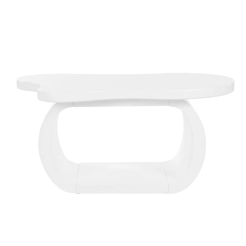 Moderner Cloud-Couchtisch mit 1,5 Zoll dicker Tischplatte, cremefarbener, unregelmäßig geformter Beistelltisch mit geschwungenen Beinen, einzigartiger Design-Akzenttisch